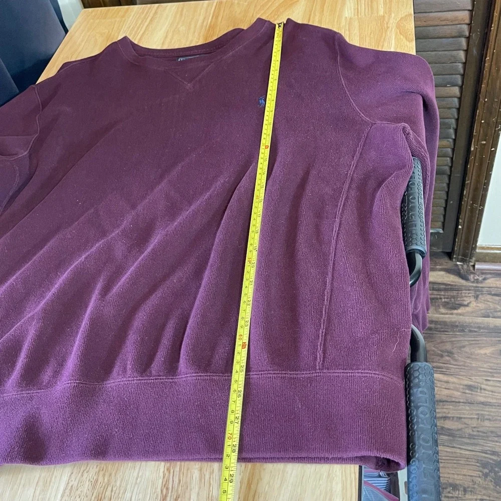 Polo Ralph‎ Lauren Mens XL Burgundy Maroon Cotton Crewneck Sweatshirt Blue Pony